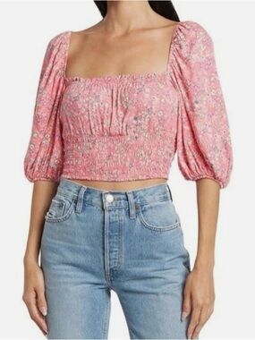 AFRM Waverly Smocked Crop Top